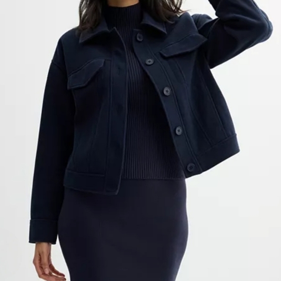 NWT NINE WEST Women's Navy Blue Cozy Button Front Jacket - Casual Jacket, SizeXL - Picture 1 of 10